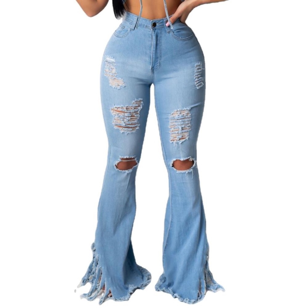 ❤️ NWT Flare Fringe Shredded Light Wash - Picture 4 of 9